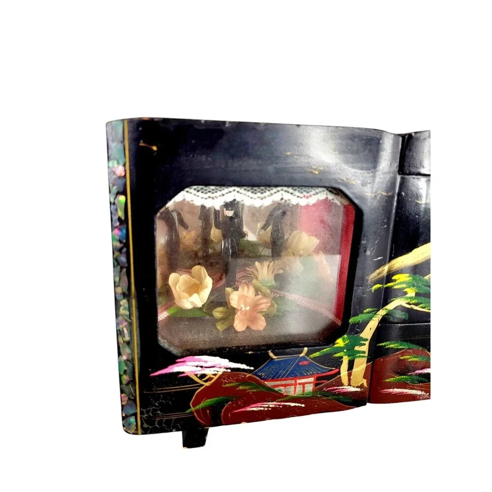 Vintage 1940s Dual Musical Mirrored Jewelry Box Dancing Ballerina & Tuxedo Man